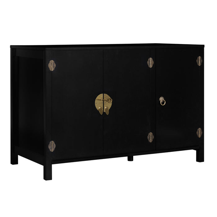 IDMarket - Credenza bassa a 3 ante, legno nero YANG