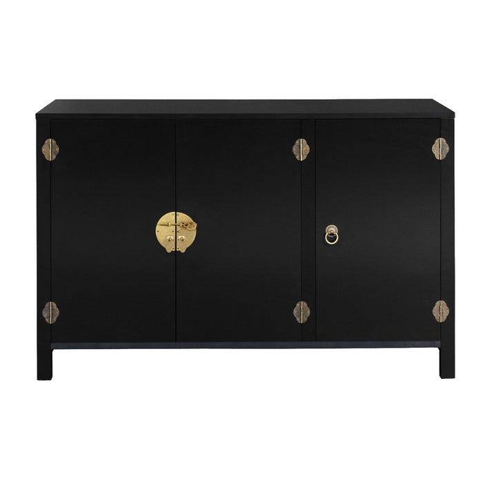 IDMarket - Credenza bassa a 3 ante, legno nero YANG