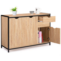 IDMarket - Credenza bassa DETROIT 110 cm con armadi e cassetti dal design industriale