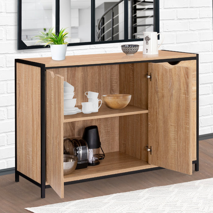 IDMarket - Credenza bassa DETROIT 110 cm con armadi e cassetti dal design industriale