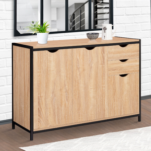 IDMarket - Credenza bassa DETROIT 110 cm con armadi e cassetti dal design industriale