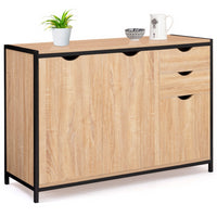 IDMarket - Credenza bassa DETROIT 110 cm con armadi e cassetti dal design industriale