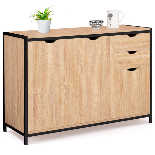 IDMarket - Credenza bassa DETROIT 110 cm con armadi e cassetti dal design industriale