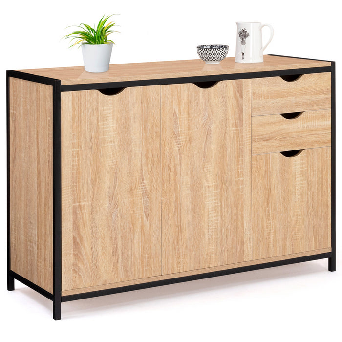 IDMarket - Credenza bassa DETROIT 110 cm con armadi e cassetti dal design industriale