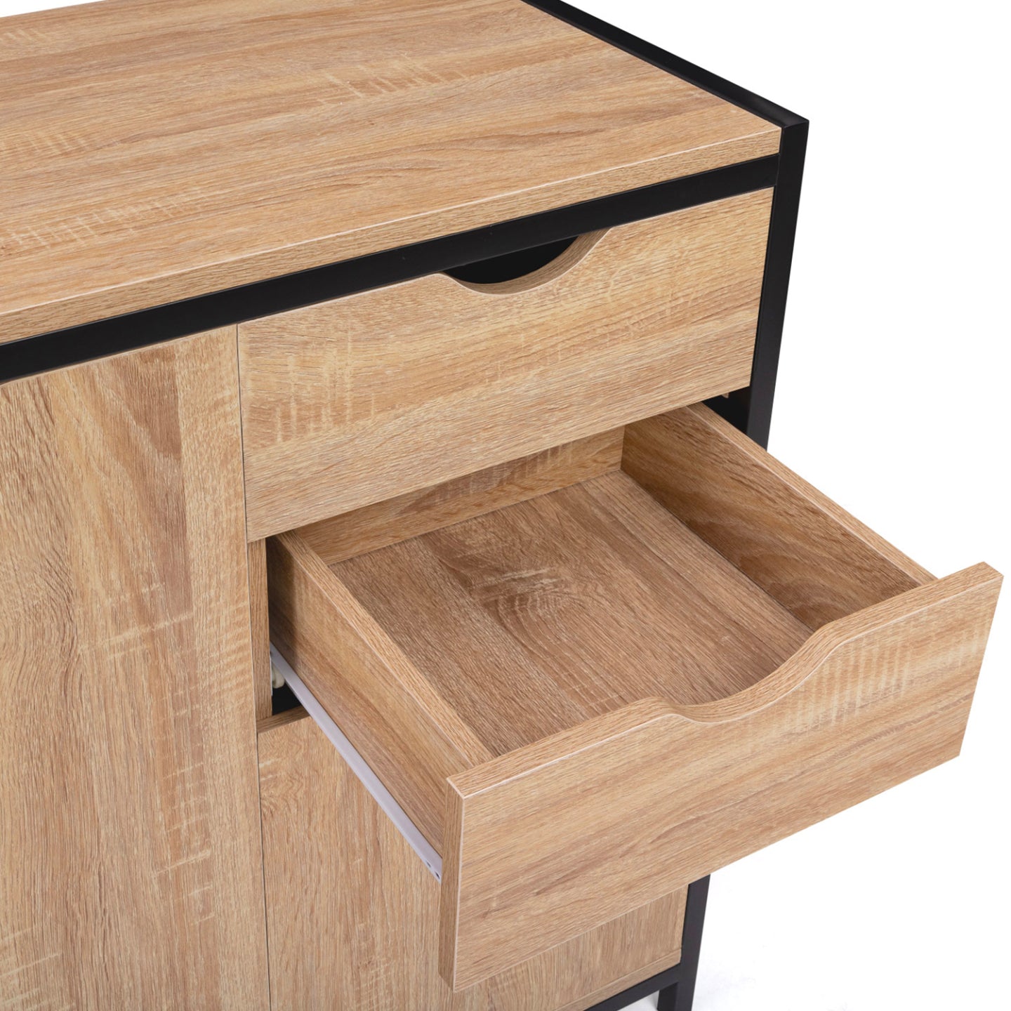 IDMarket - Credenza bassa DETROIT 110 cm con armadi e cassetti dal design industriale