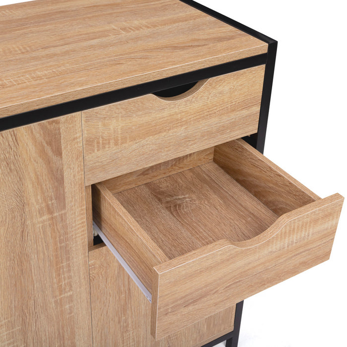 IDMarket - Credenza bassa DETROIT 110 cm con armadi e cassetti dal design industriale