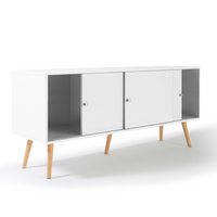 IDMarket - Credenza bassa scandinava 135 cm EFFIE 3 ante legno bianco
