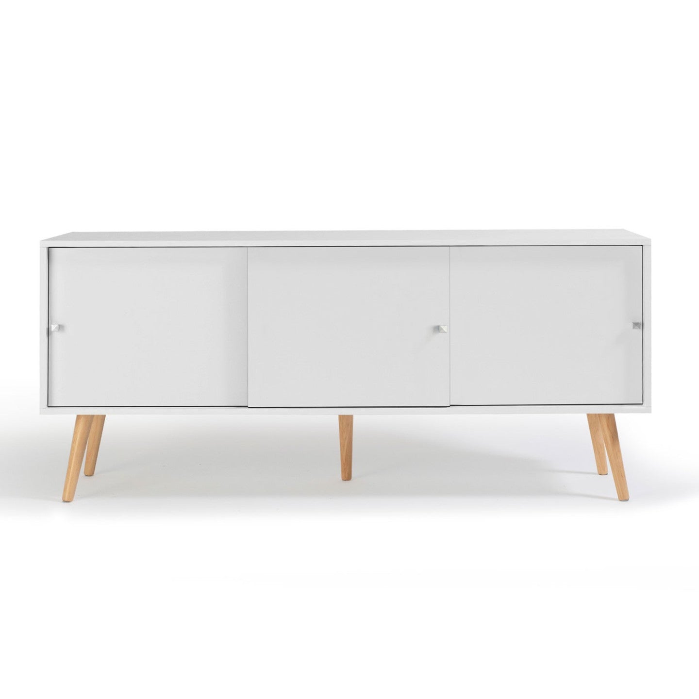 IDMarket - Credenza bassa scandinava 135 cm EFFIE 3 ante legno bianco