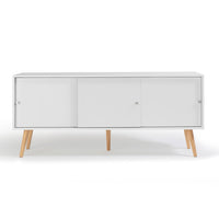 IDMarket - Credenza bassa scandinava 135 cm EFFIE 3 ante legno bianco