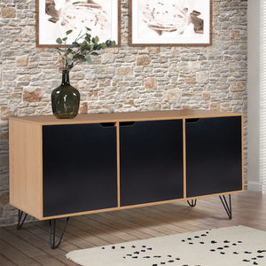 IDMarket - Credenza bassa vintage NOEMI 3 ante in legno