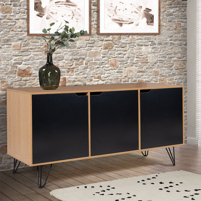 IDMarket - Credenza bassa vintage NOEMI 3 ante in legno