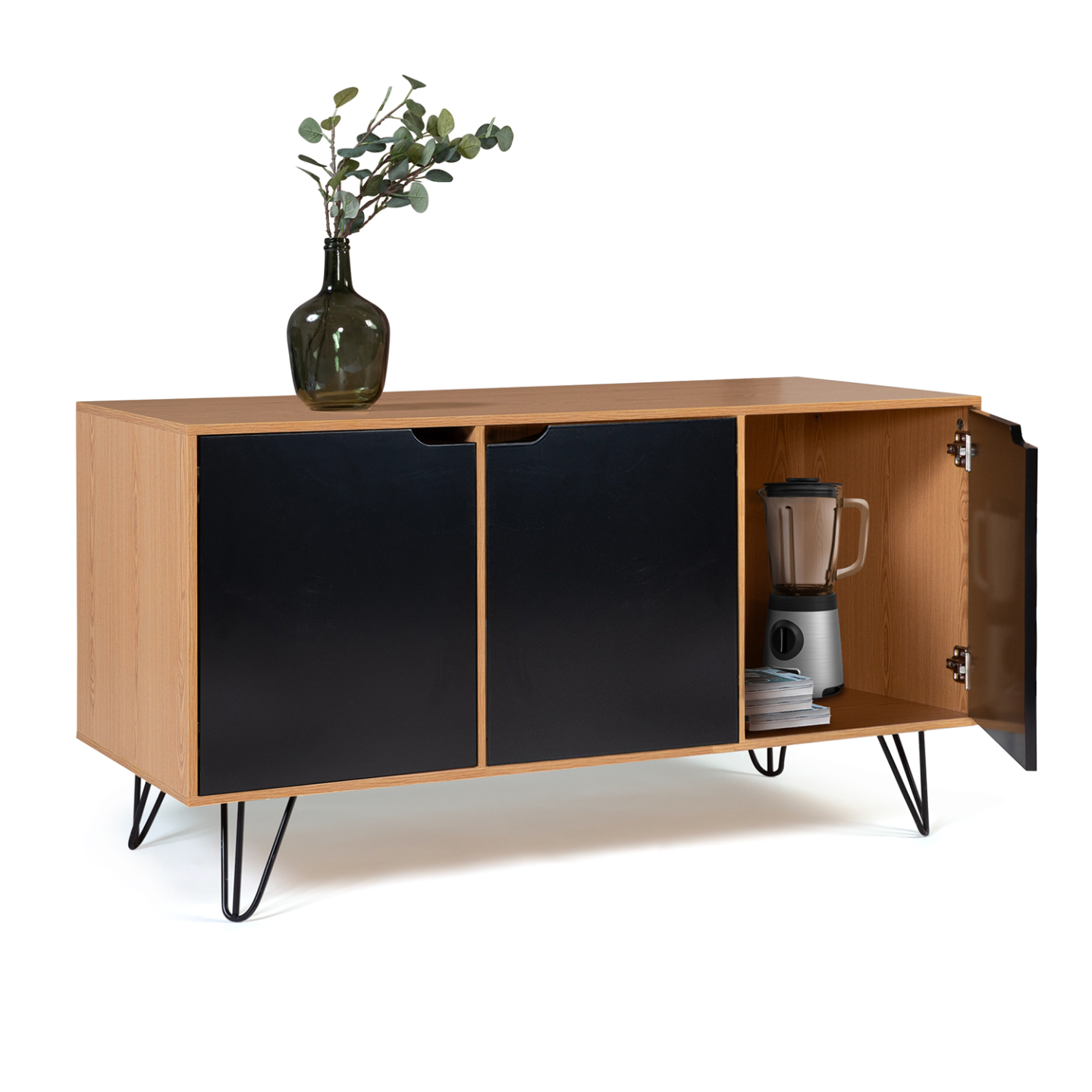 IDMarket - Credenza bassa vintage NOEMI 3 ante in legno
