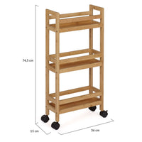 IDMarket - Credenza BEA in bambù su rotelle, 3 livelli