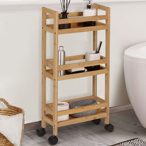 IDMarket - Credenza BEA in bambù su rotelle, 3 livelli