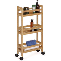 IDMarket - Credenza BEA in bambù su rotelle, 3 livelli