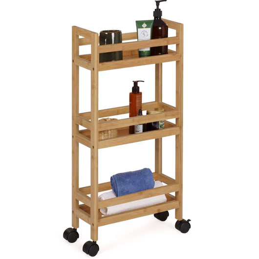 IDMarket - Credenza BEA in bambù su rotelle, 3 livelli