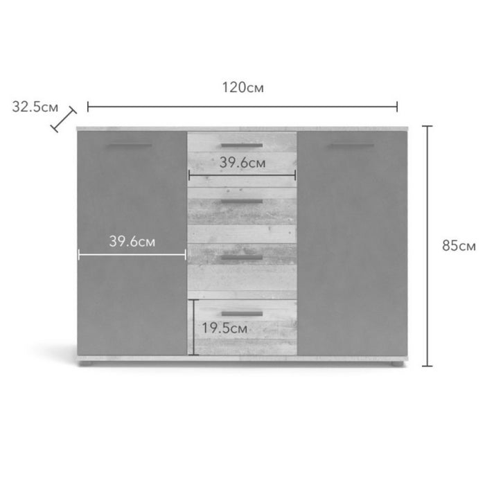 Credenza Berno colore rovere wotan e antracite