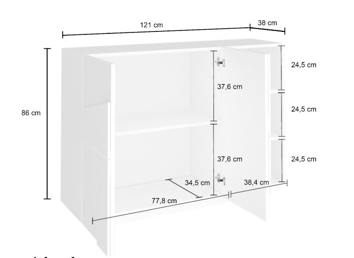 Madia moderna con 3 ante dal disegno geometrico in finitura Bianco lucido, ZTCA30936350