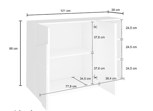 Madia moderna con 3 ante dal disegno geometrico in finitura Bianco lucido, ZTCA30936350