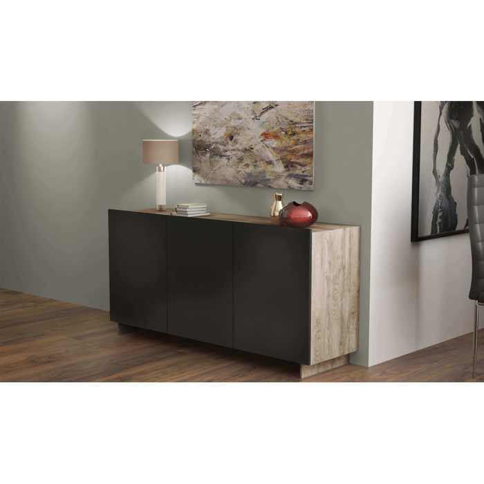 CREDENZA CARLILE ANTRACITE E ROVERE CHIARO