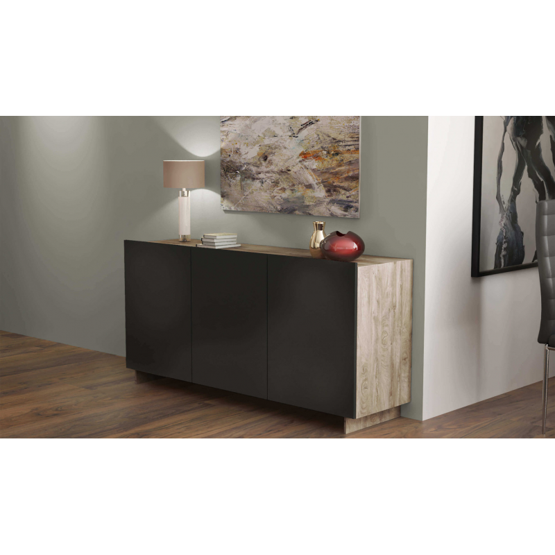 CREDENZA CARLILE ANTRACITE E ROVERE CHIARO