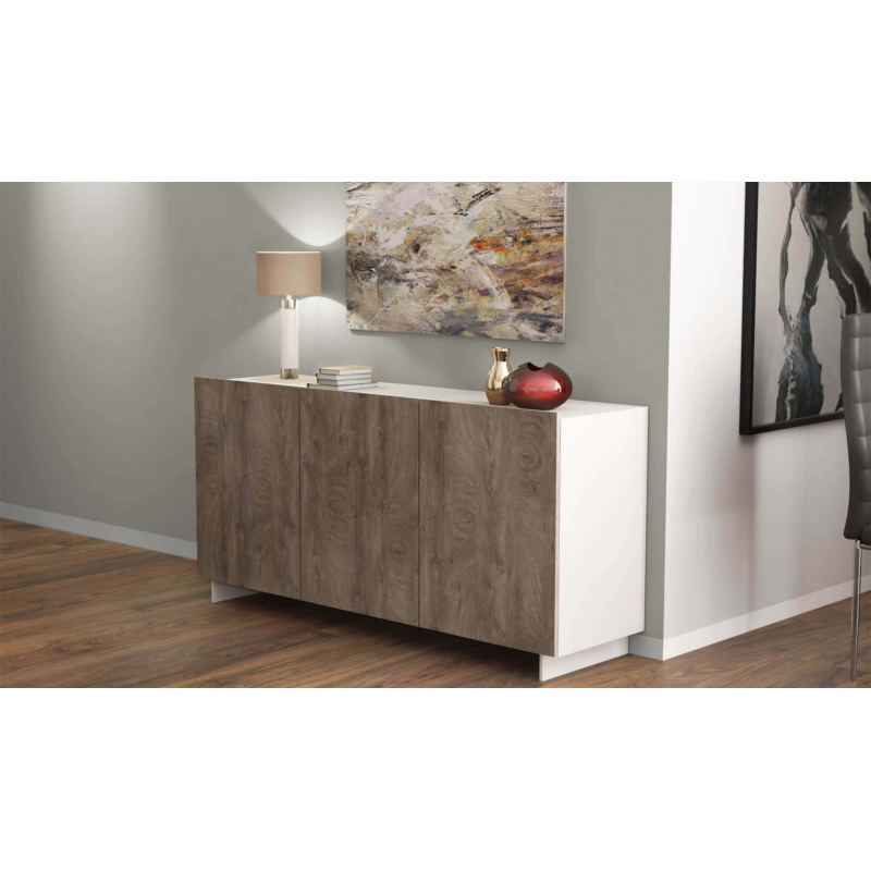 CREDENZA CARLILE BIANCO E ROVERE CHIARO