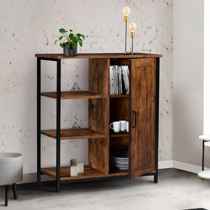 IDMarket - Credenza con 3 ripiani e armadietto DAYTON effetto invecchiato design industriale