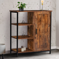 IDMarket - Credenza con 3 ripiani e armadietto DAYTON effetto invecchiato design industriale