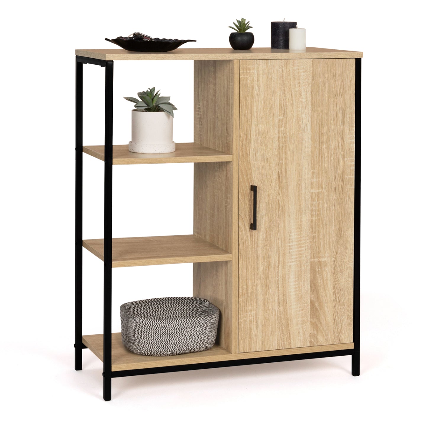 IDMarket - Credenza con 3 ripiani e armadietto, design industriale DETROIT