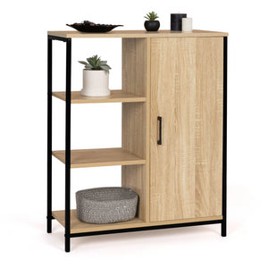 IDMarket - Credenza con 3 ripiani e armadietto, design industriale DETROIT