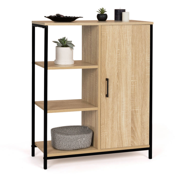 IDMarket - Credenza con 3 ripiani e armadietto, design industriale DETROIT