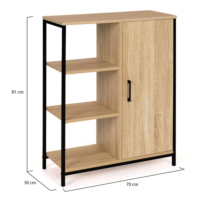 IDMarket - Credenza con 3 ripiani e armadietto, design industriale DETROIT