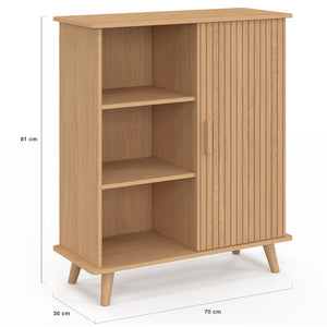 IDMarket - Credenza con 3 ripiani e armadio 70 cm JULIETTE effetto doghe in legno