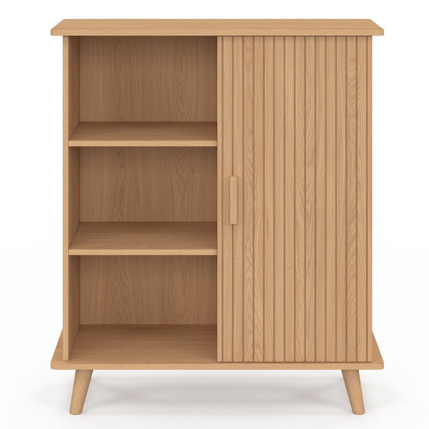 IDMarket - Credenza con 3 ripiani e armadio 70 cm JULIETTE effetto doghe in legno