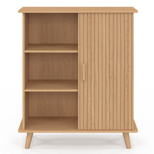 IDMarket - Credenza con 3 ripiani e armadio 70 cm JULIETTE effetto doghe in legno