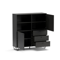 Credenza con ante cassetti e vano a giorno antracite ALDO6 123,6x40x135H