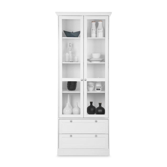 Credenza con due ante in vetro e due cassetti Landwood51 colore bianco