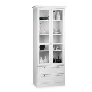 Credenza con due ante in vetro e due cassetti Landwood51 colore bianco