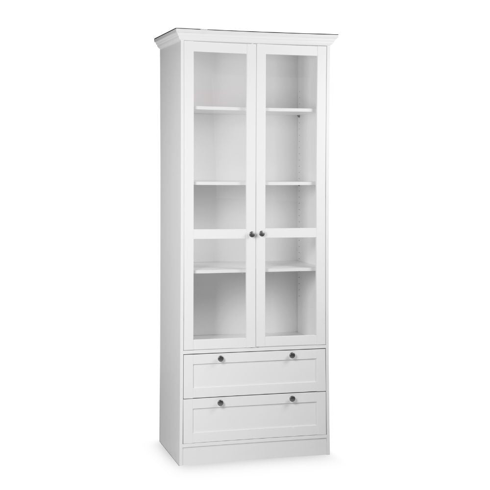 Credenza con due ante in vetro e due cassetti Landwood51 colore bianco