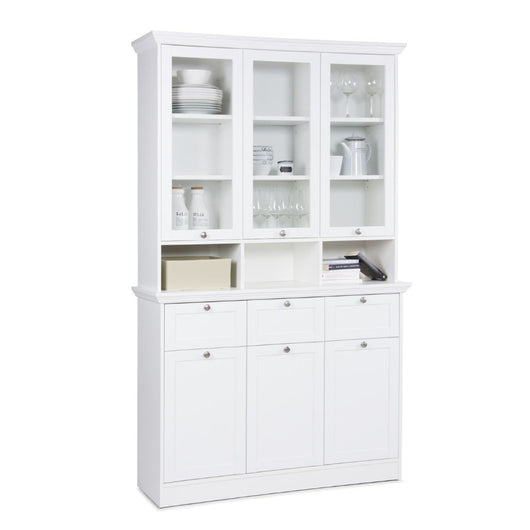 Credenza con tre ante in vetro e tre cassetti Landwood50 colore bianco