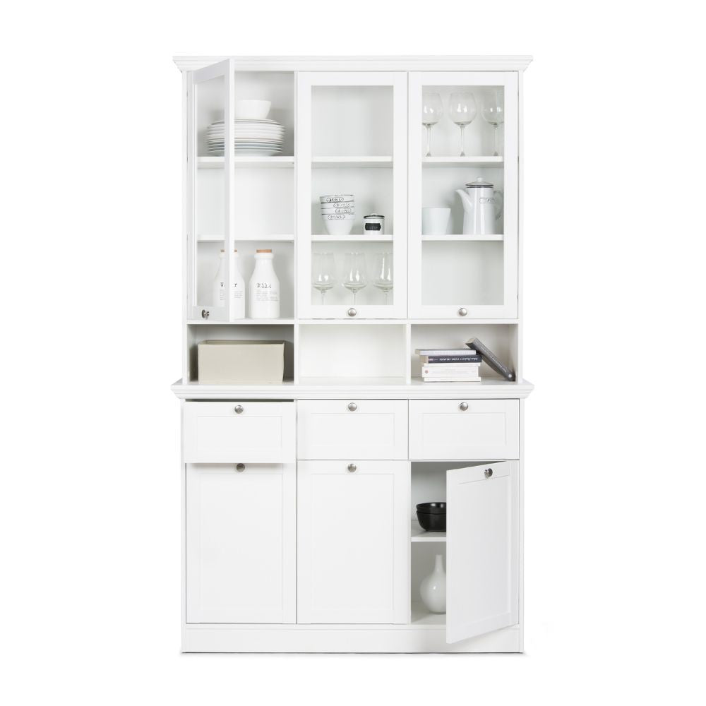 Credenza con tre ante in vetro e tre cassetti Landwood50 colore bianco