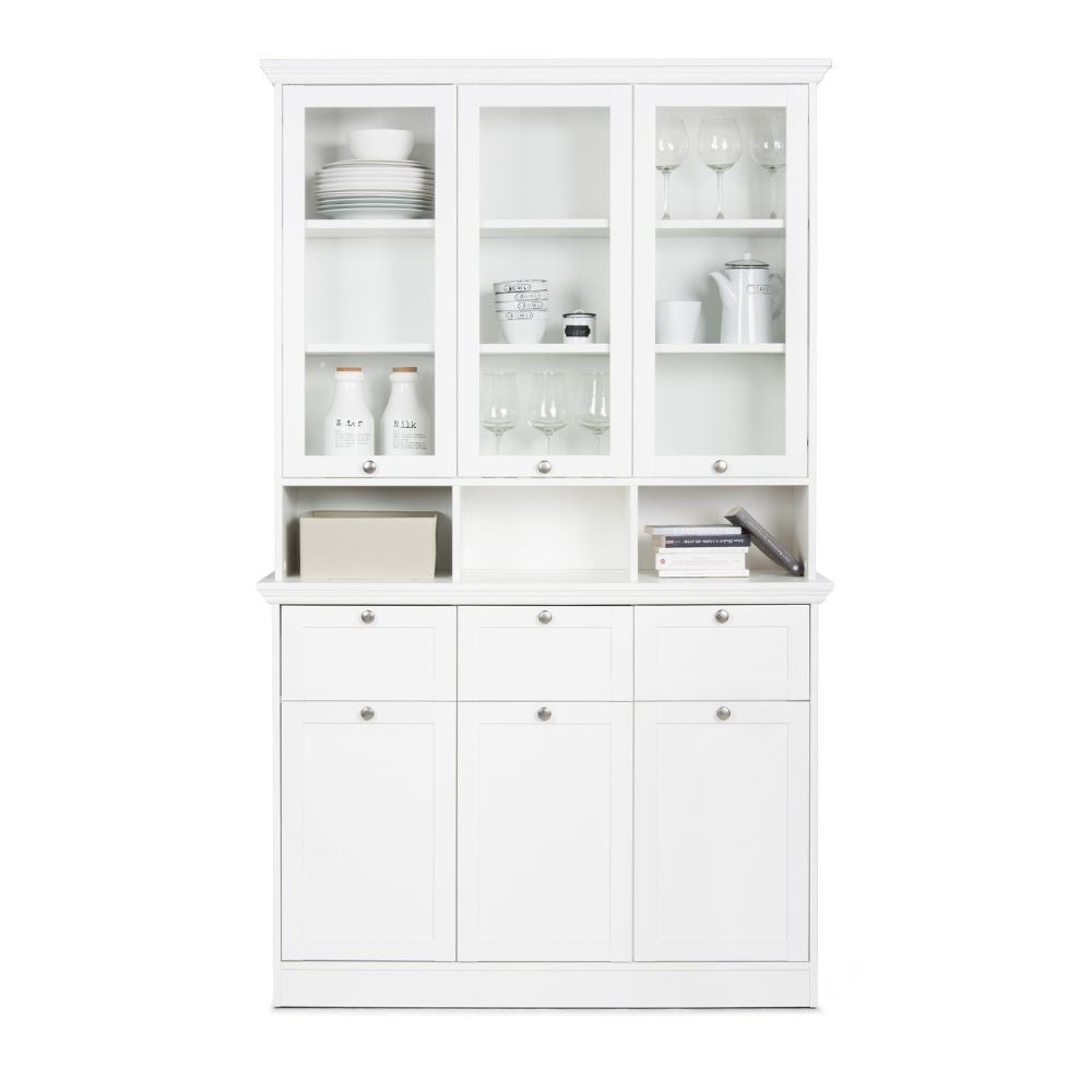 Credenza con tre ante in vetro e tre cassetti Landwood50 colore bianco