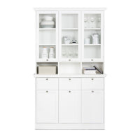 Credenza con tre ante in vetro e tre cassetti Landwood50 colore bianco