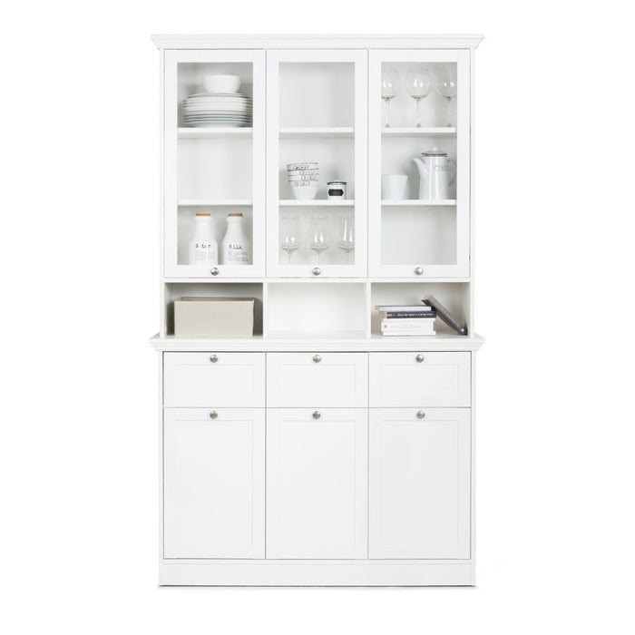 Credenza con tre ante in vetro e tre cassetti Landwood50 colore bianco