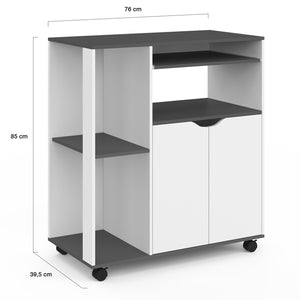 IDMarket - Credenza COSI, legno bianco e piano grigio L.76 CM