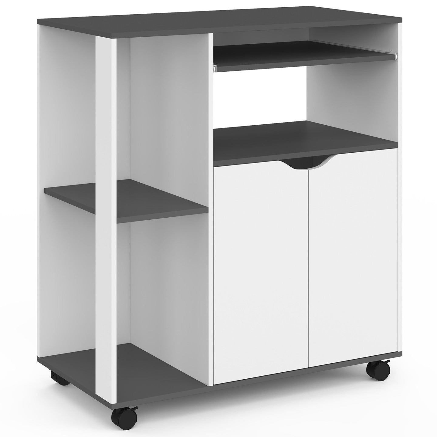IDMarket - Credenza COSI, legno bianco e piano grigio L.76 CM