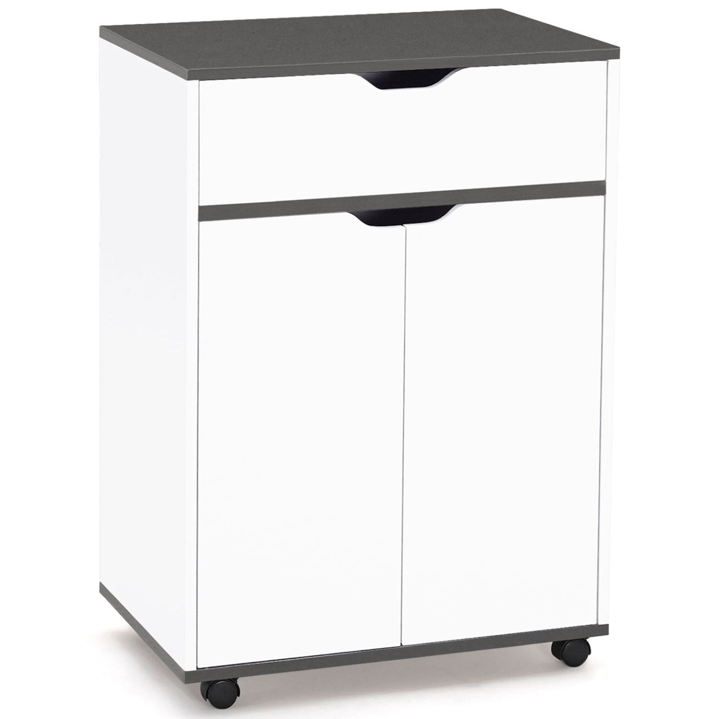 IDMarket - Credenza COSY con cassetto in legno bianco e ripiani grigi L.60 CM