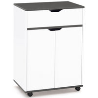 IDMarket - Credenza COSY con cassetto in legno bianco e ripiani grigi L.60 CM