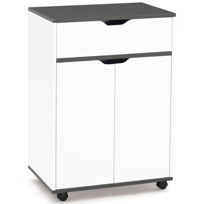 IDMarket - Credenza COSY con cassetto in legno bianco e ripiani grigi L.60 CM