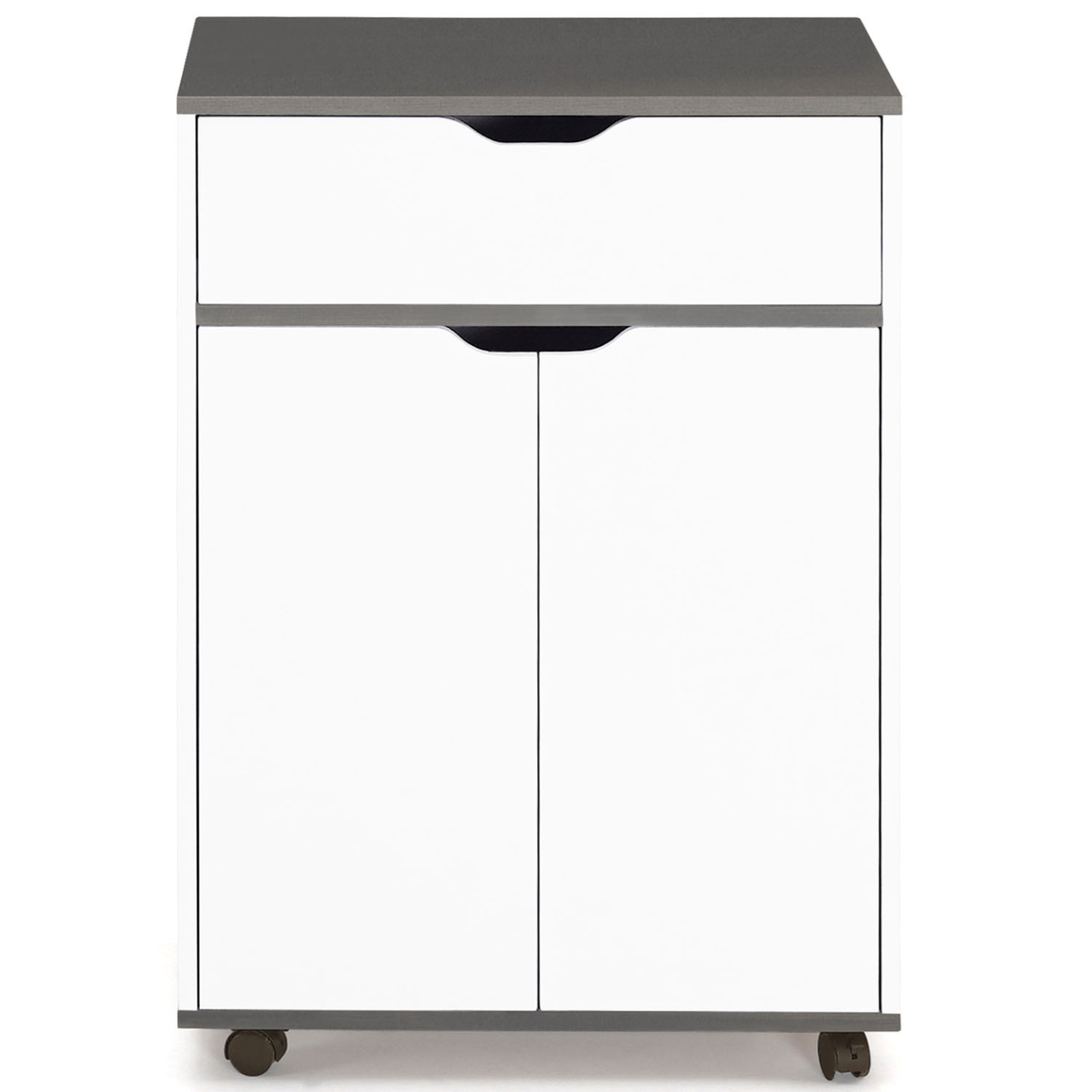 IDMarket - Credenza COSY con cassetto in legno bianco e ripiani grigi L.60 CM